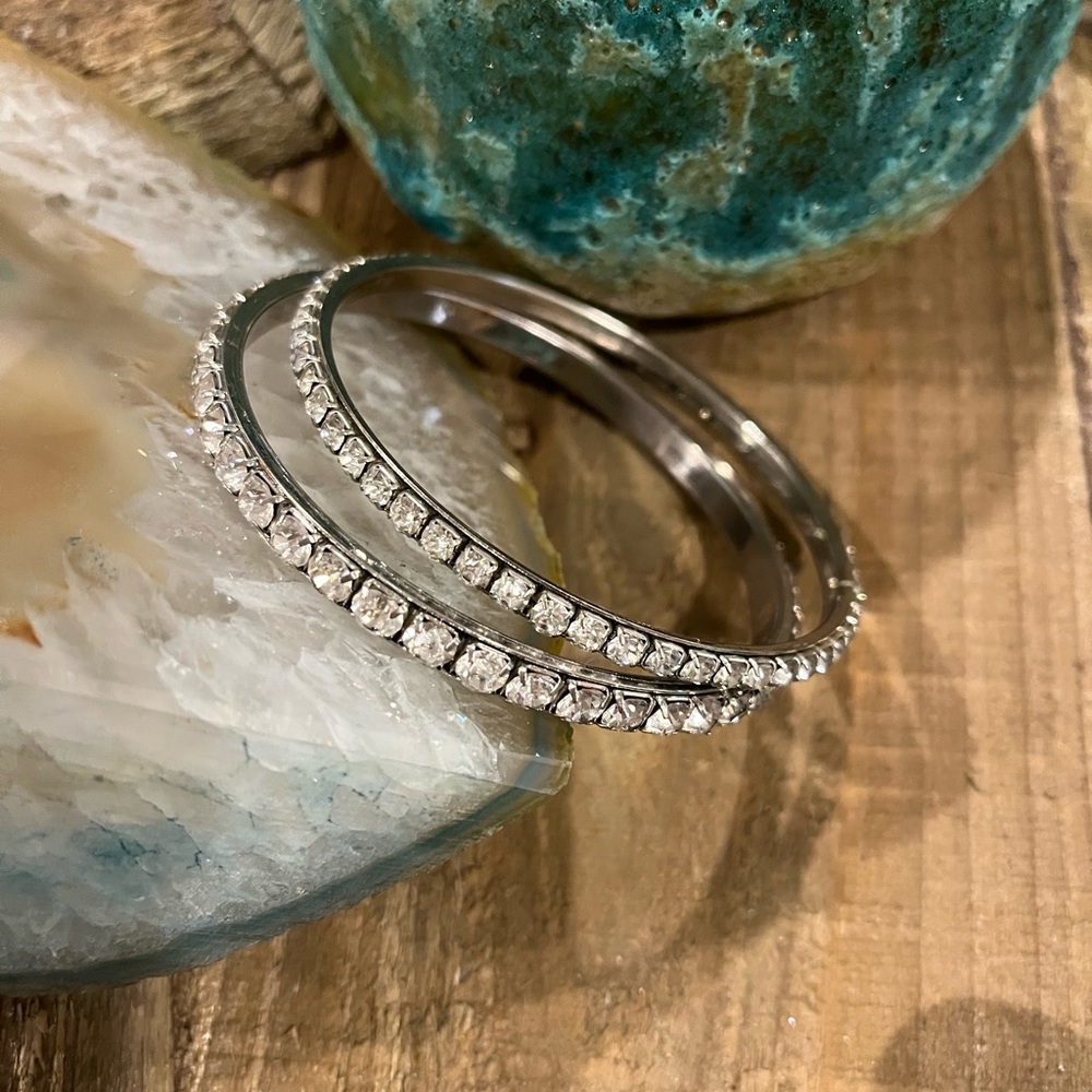 Vintage rhinestone bangle bracelet set